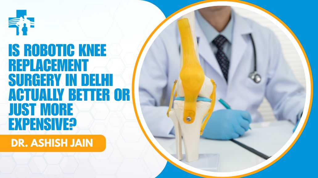 Dr Ashish Jain performing robotic knee replacement surgery at Max Hospital, Shalimar Bagh, Delhi